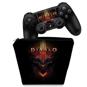 KIT Capa Case e Skin Anti-Rage PS4 Controle - Diablo - Pop Arte Skins