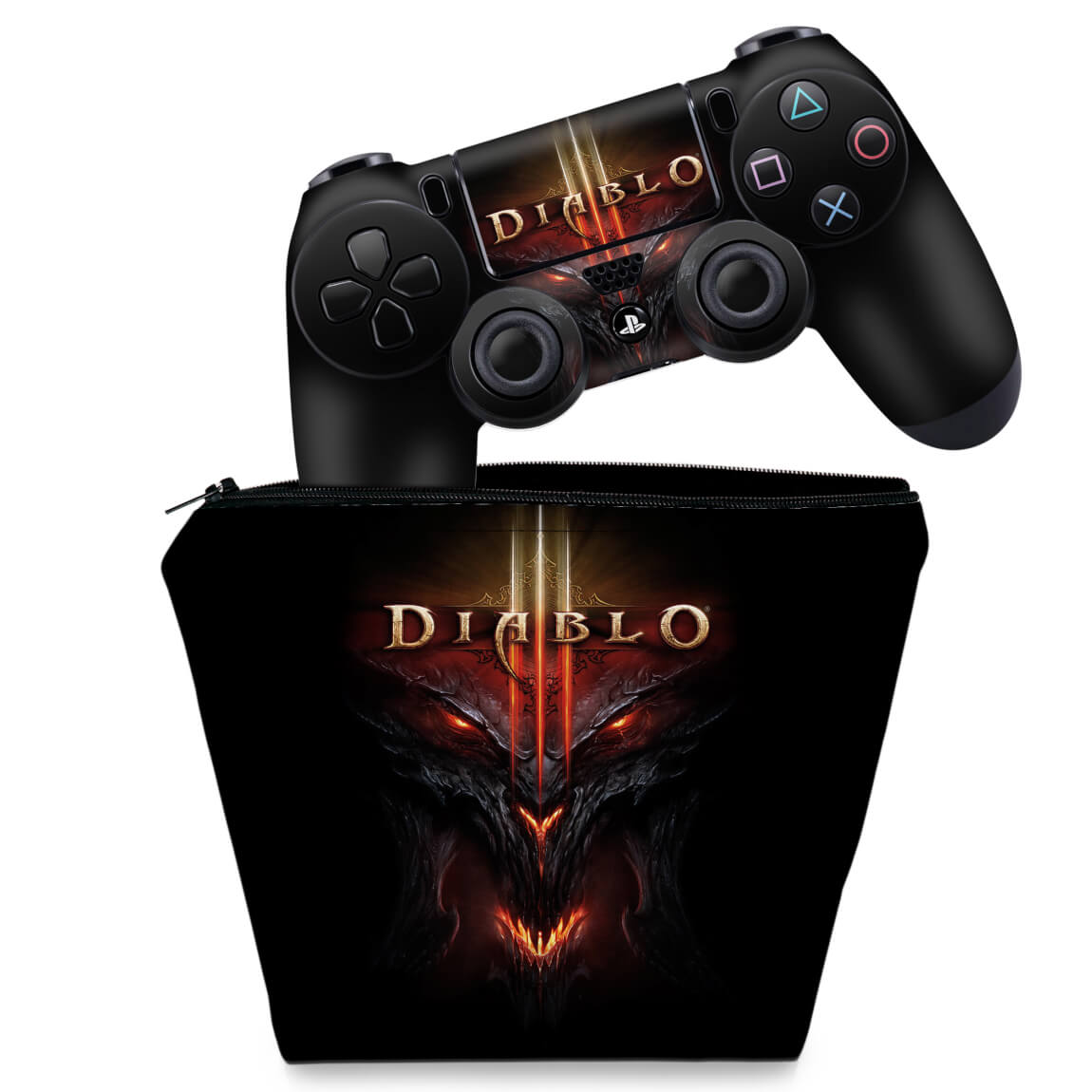 KIT Capa Case e Skin Anti-Rage PS4 Controle - Diablo
