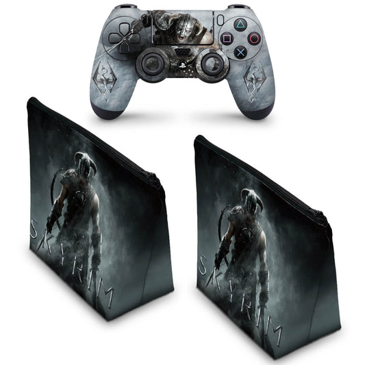 KIT Capa Case e Skin Anti-Rage PS4 Controle - Skyrim