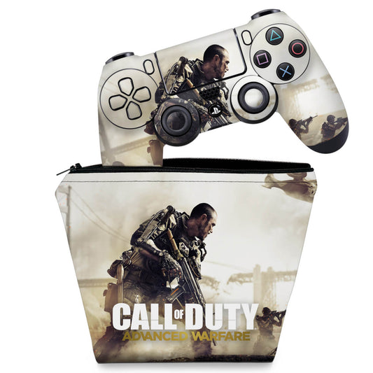 KIT Capa Case e Skin Anti-Rage PS4 Controle - Call Of Duty Advanced Warfare