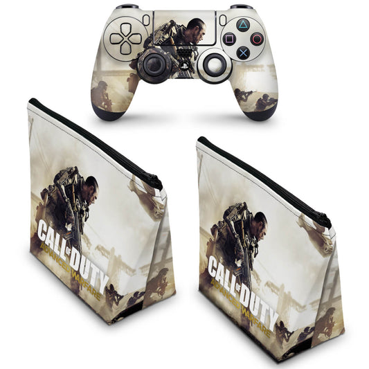 KIT Capa Case e Skin Anti-Rage PS4 Controle - Call Of Duty Advanced Warfare