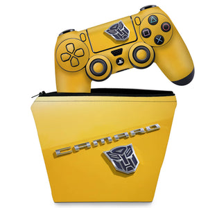 KIT Capa Case e Skin Anti-Rage PS4 Controle - Camaro - Transformers - Pop Arte Skins