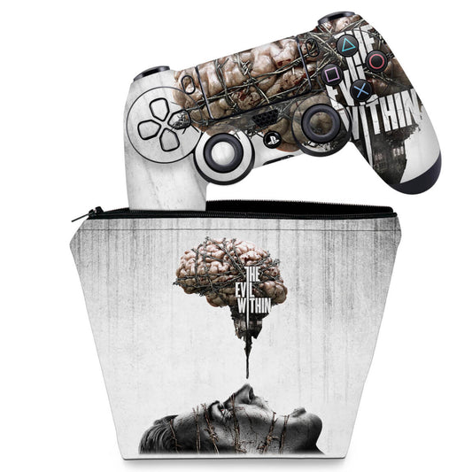 KIT Capa Case e Skin Anti-Rage PS4 Controle - The Evil Within