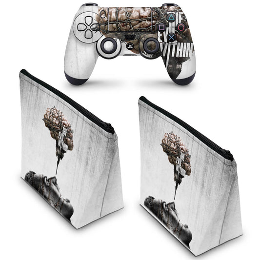 KIT Capa Case e Skin Anti-Rage PS4 Controle - The Evil Within