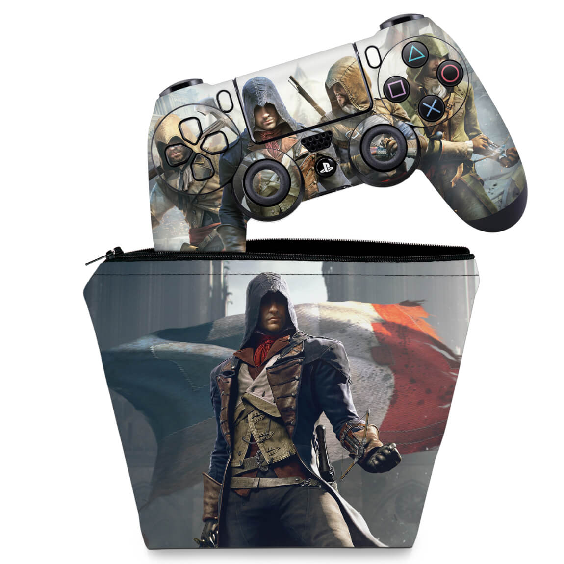KIT Capa Case e Skin Anti-Rage PS4 Controle - Assassin's Creed Unity