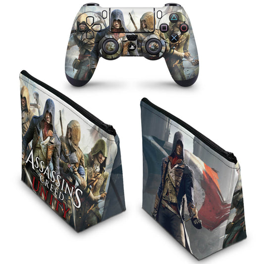 KIT Capa Case e Skin Anti-Rage PS4 Controle - Assassin's Creed Unity