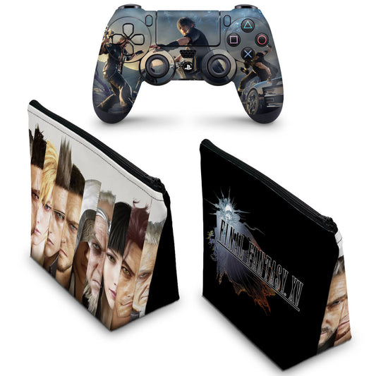 KIT Capa Case e Skin Anti-Rage PS4 Controle - Final Fantasy Xv #A