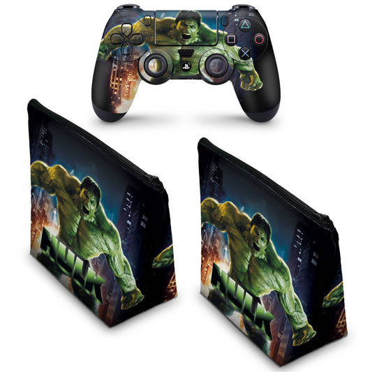 KIT Capa Case e Skin Anti-Rage PS4 Controle - Hulk