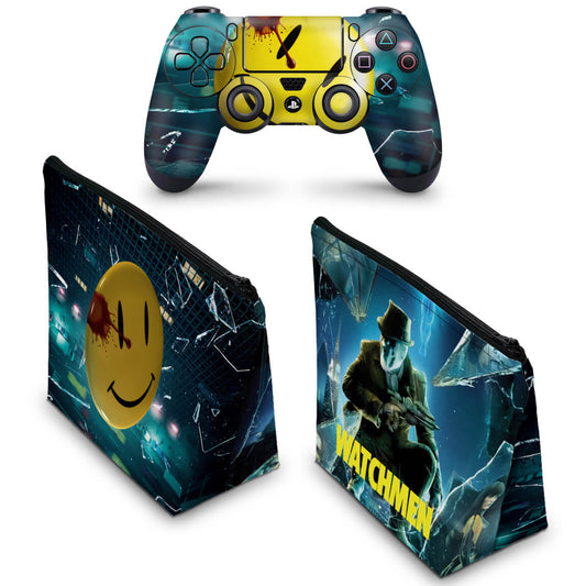 KIT Capa Case e Skin Anti-Rage PS4 Controle - Watchmen