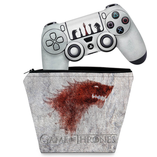 KIT Capa Case e Skin Anti-Rage PS4 Controle - Game Of Thrones #A