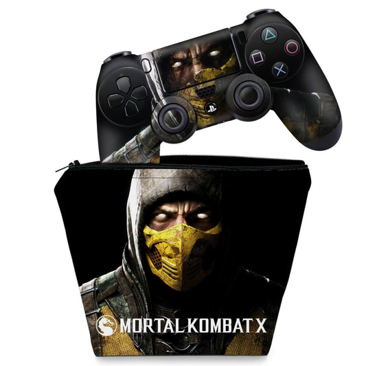 KIT Capa Case e Skin Anti-Rage PS4 Controle - Mortal Kombat X
