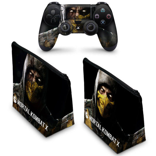 KIT Capa Case e Skin Anti-Rage PS4 Controle - Mortal Kombat X