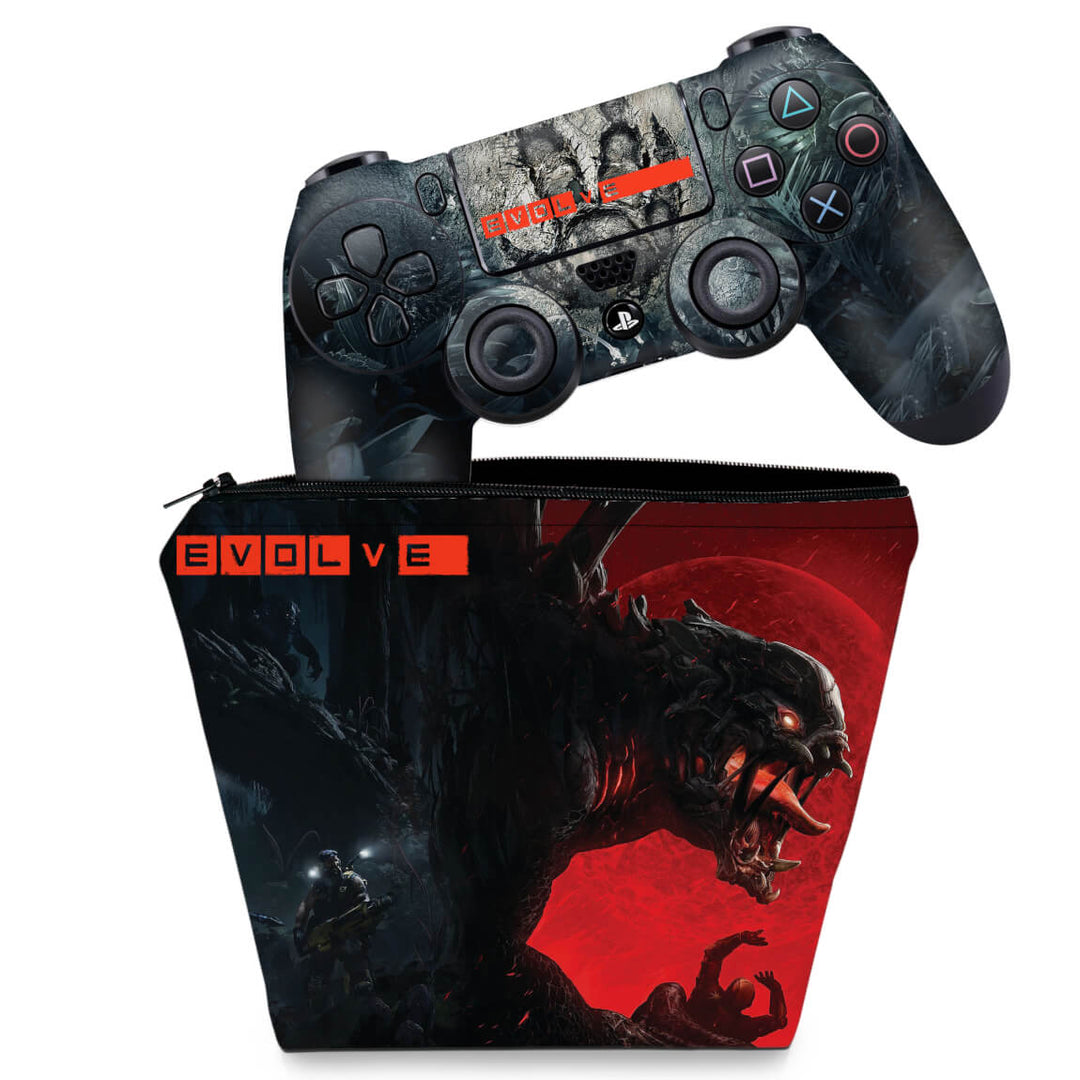 KIT Capa Case e Skin Anti-Rage PS4 Controle - Evolve - Pop Arte Skins
