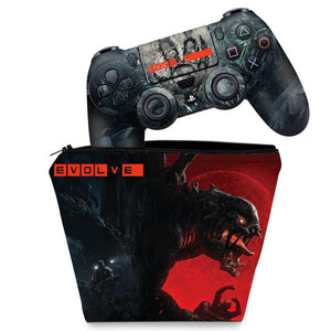 KIT Capa Case e Skin Anti-Rage PS4 Controle - Evolve - Pop Arte Skins