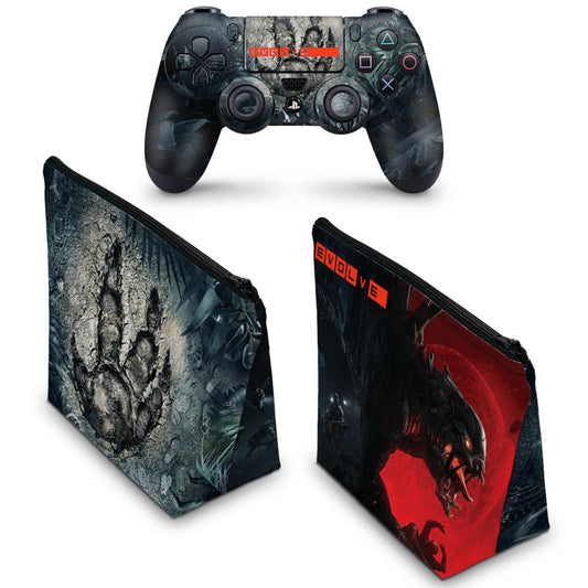 KIT Capa Case e Skin Anti-Rage PS4 Controle - Evolve