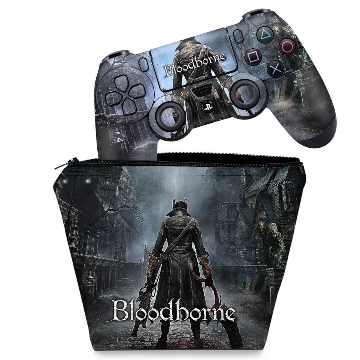 KIT Capa Case e Skin Anti-Rage PS4 Controle - Bloodborne