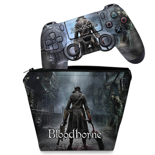 KIT Capa Case e Skin Anti-Rage PS4 Controle - Bloodborne