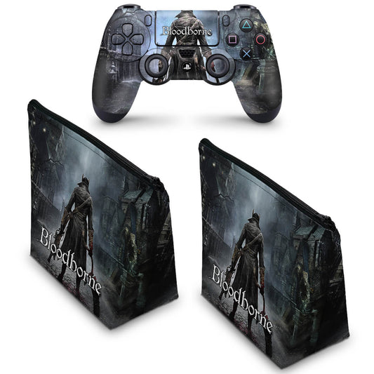 KIT Capa Case e Skin Anti-Rage PS4 Controle - Bloodborne