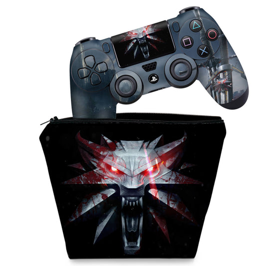 KIT Capa Case e Skin Anti-Rage PS4 Controle - The Witcher #A