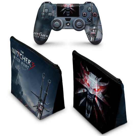 KIT Capa Case e Skin Anti-Rage PS4 Controle - The Witcher #A