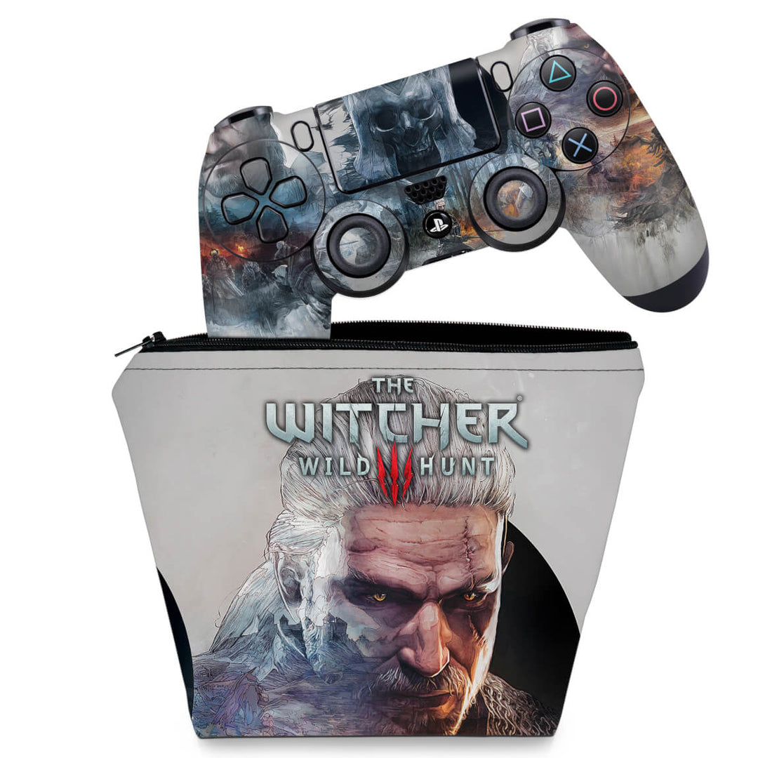 KIT Capa Case e Skin Anti-Rage PS4 Controle - The Witcher #B - Pop Arte Skins