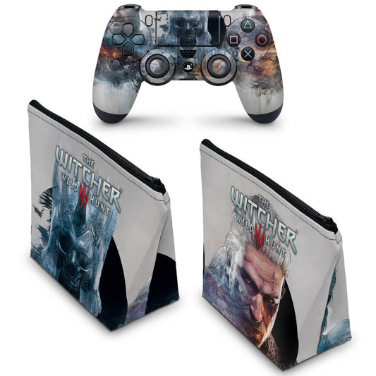 KIT Capa Case e Skin Anti-Rage PS4 Controle - The Witcher #B