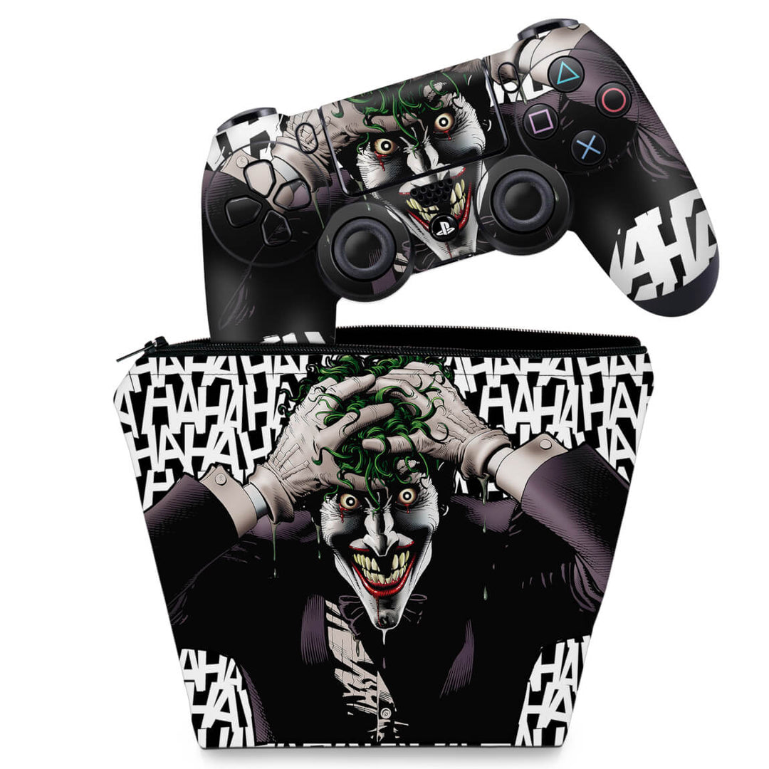 KIT Capa Case e Skin Anti-Rage PS4 Controle - Joker Coringa Batman - Pop Arte Skins