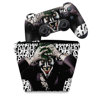 KIT Capa Case e Skin Anti-Rage PS4 Controle - Joker Coringa Batman - Pop Arte Skins
