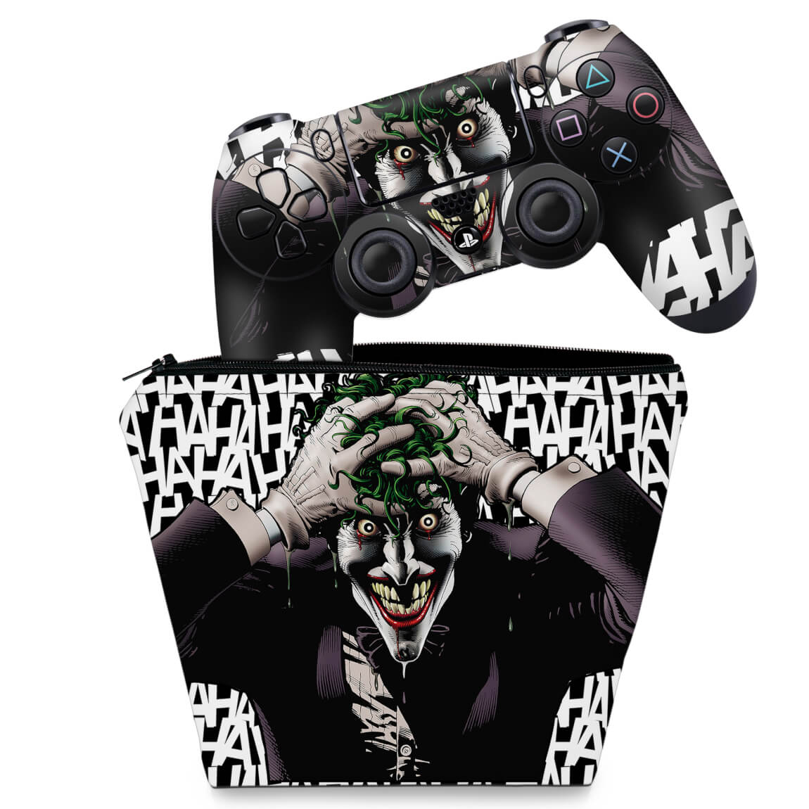 KIT Capa Case e Skin Anti-Rage PS4 Controle - Joker Coringa Batman