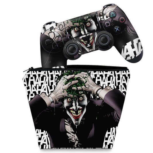 KIT Capa Case e Skin Anti-Rage PS4 Controle - Joker Coringa Batman