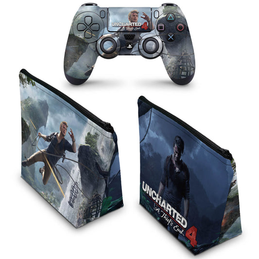 KIT Capa Case e Skin Anti-Rage PS4 Controle - Uncharted 4