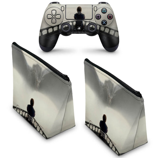 KIT Capa Case e Skin Anti-Rage PS4 Controle - Game Of Thrones #B