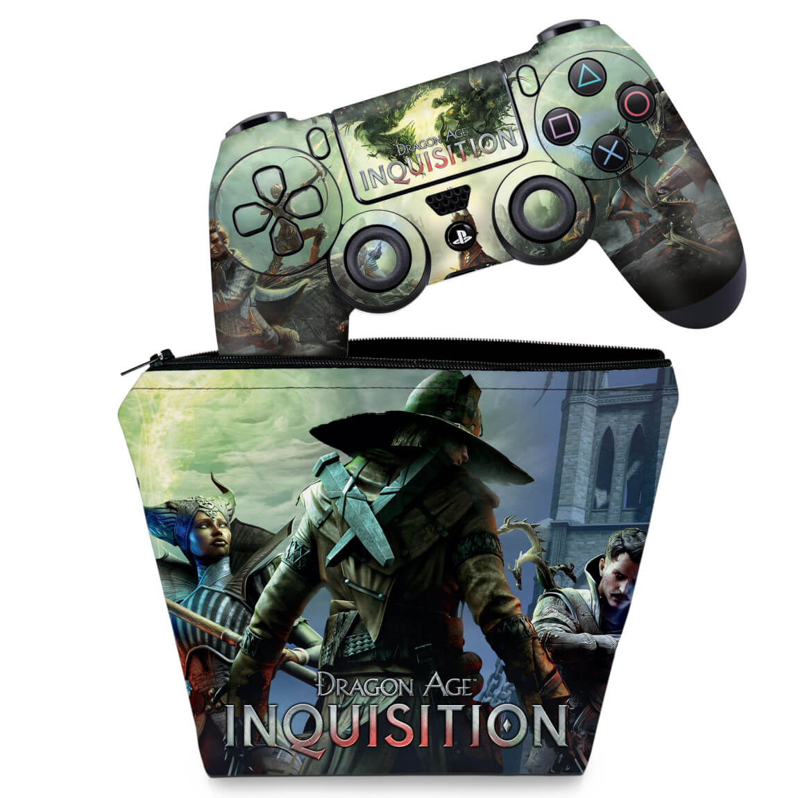 KIT Capa Case e Skin Anti-Rage PS4 Controle - Dragon Age Inquisition