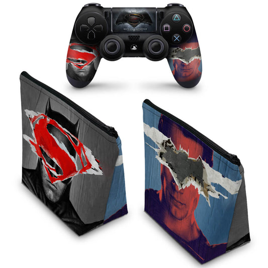 KIT Capa Case e Skin Anti-Rage PS4 Controle - Batman Vs Superman
