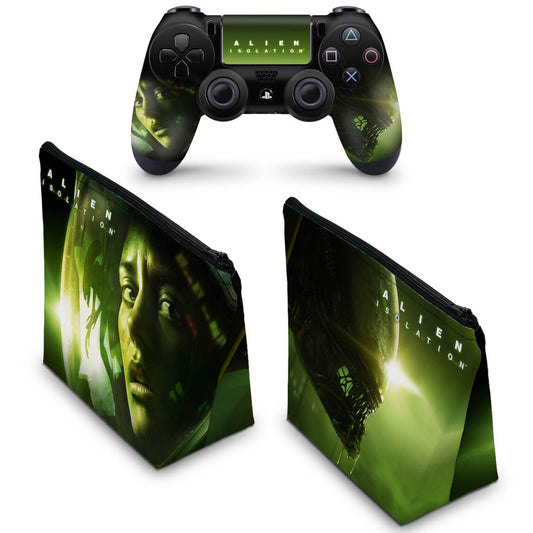 KIT Capa Case e Skin Anti-Rage PS4 Controle - Alien Isolation