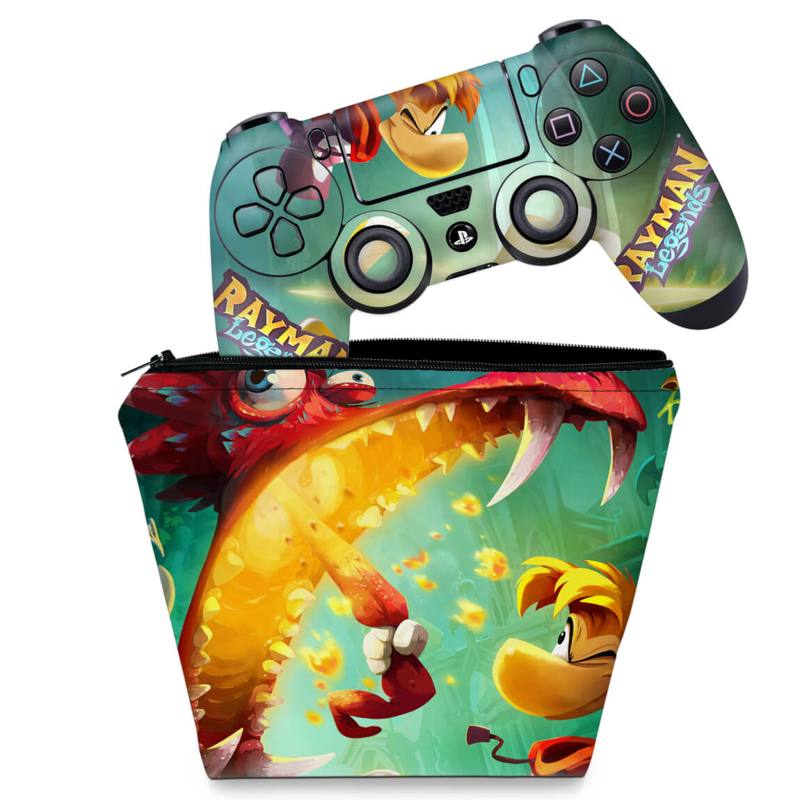 KIT Capa Case e Skin Anti-Rage PS4 Controle - Rayman Legends