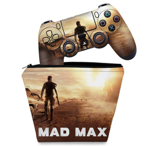 KIT Capa Case e Skin Anti-Rage PS4 Controle - Mad Max - Pop Arte Skins