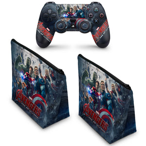 KIT Capa Case e Skin Anti-Rage PS4 Controle - Avengers - Age Of Ultron - Pop Arte Skins - foto 2