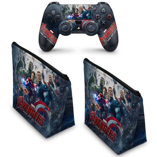 KIT Capa Case e Skin Anti-Rage PS4 Controle - Avengers - Age Of Ultron
