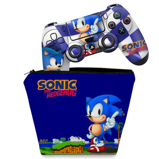 KIT Capa Case e Skin Anti-Rage PS4 Controle - Sonic The Hedgehog