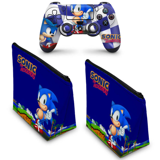 KIT Capa Case e Skin Anti-Rage PS4 Controle - Sonic The Hedgehog