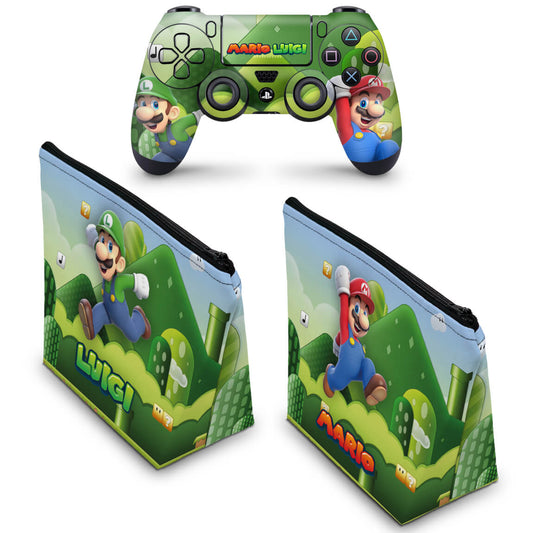 KIT Capa Case e Skin Anti-Rage PS4 Controle - Super Mario Bros