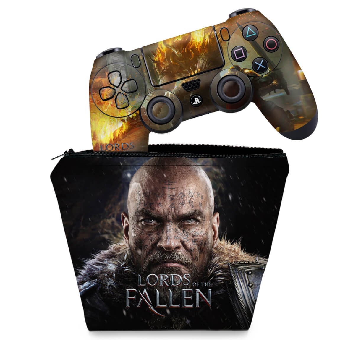 KIT Capa Case e Skin Anti-Rage PS4 Controle - Lords Of The Fallen