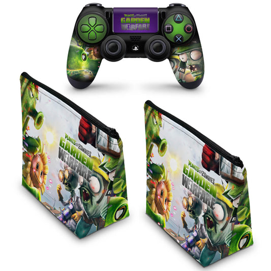 KIT Capa Case e Skin Anti-Rage PS4 Controle - Plants Vs Zombies Garden Warfare