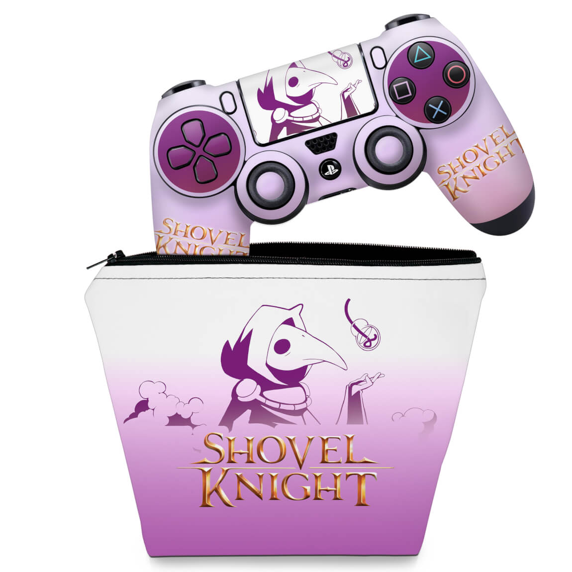 KIT Capa Case e Skin Anti-Rage PS4 Controle - Shovel Knight