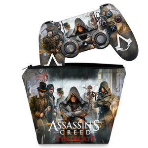 KIT Capa Case e Skin Anti-Rage PS4 Controle - Assassin's Creed Syndicate - Pop Arte Skins