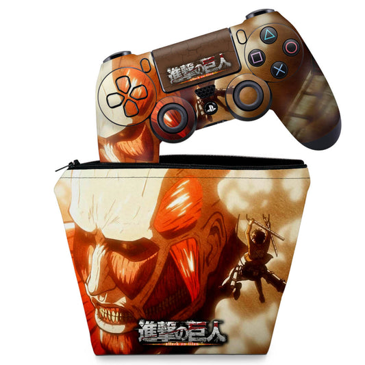 KIT Capa Case e Skin Anti-Rage PS4 Controle - Attack On Titan - Shingeki No Kyojin #B