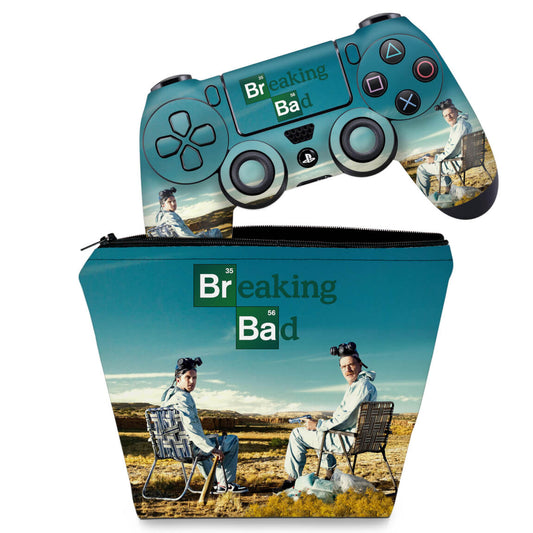 KIT Capa Case e Skin Anti-Rage PS4 Controle - Breaking Bad