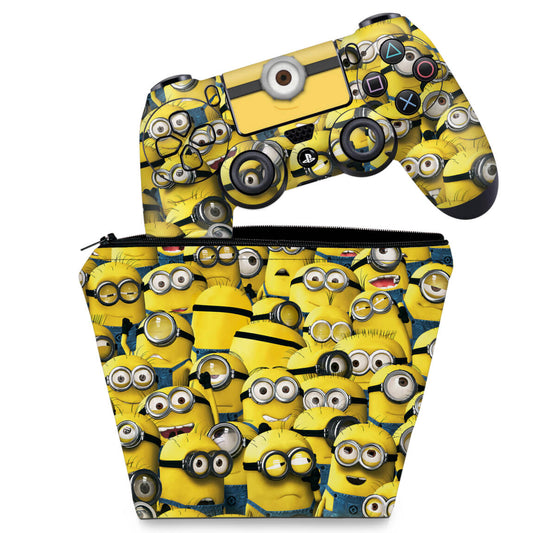 KIT Capa Case e Skin Anti-Rage PS4 Controle - Minions