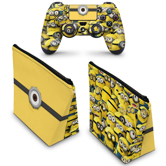 KIT Capa Case e Skin Anti-Rage PS4 Controle - Minions